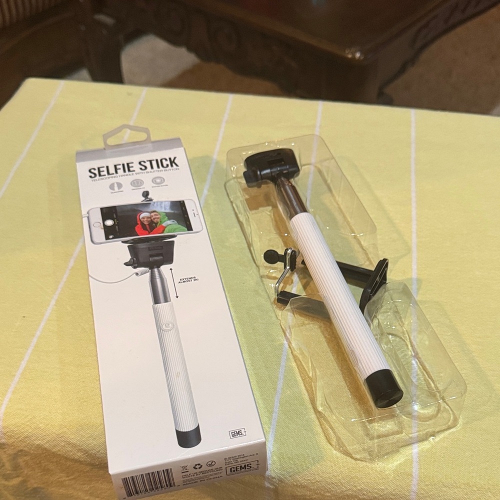 White Selfie Stick with Black Accents